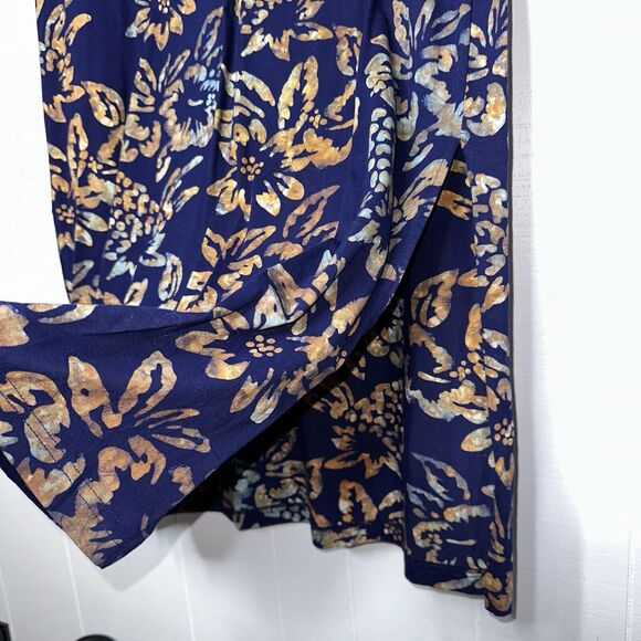 Rum Reggae Women’s Floral Maxi Dress Cotton Blue Side Splits Size Medium - Picture 4 of 5